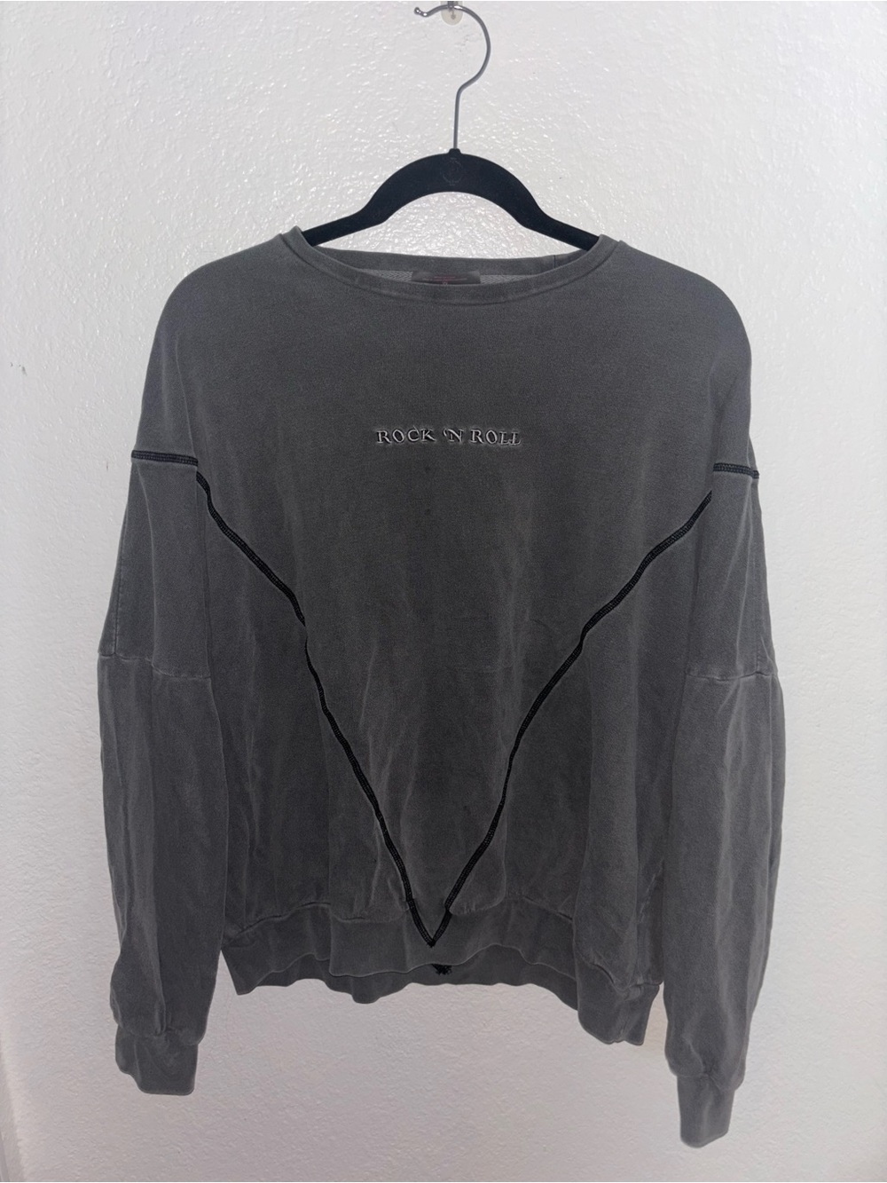 Betsey Johnson Gray 'Rock N Roll' Crewneck Sweater